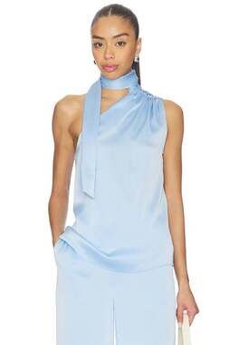 Generation Love Hammered Scarf Blouse in Light Blue XS